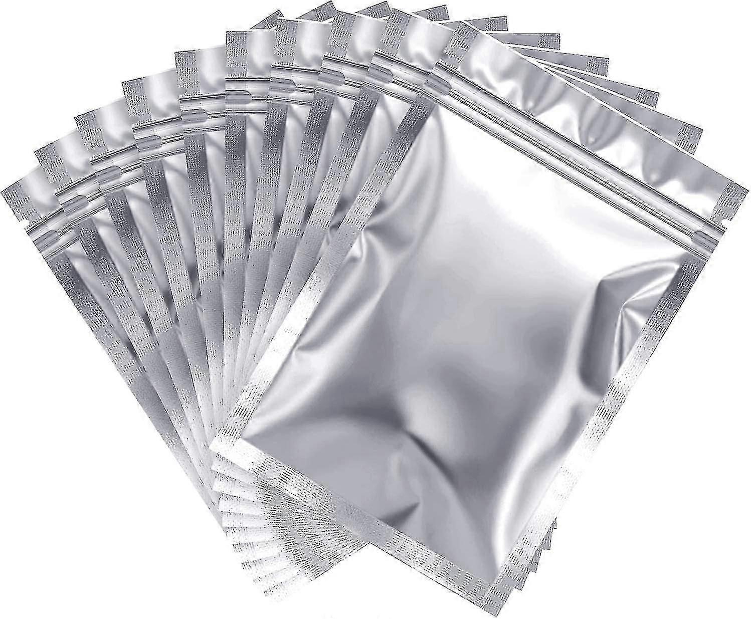 100 Pieces Resealable Bags Foil Pouch Bag Flat Bag For Party Favor Food Storage (silver, 10*15cm)