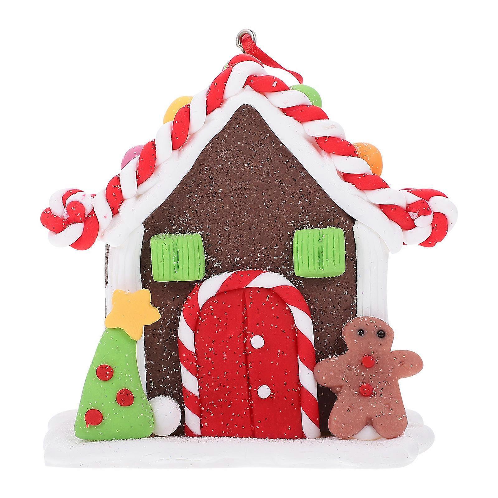 Festive Decorations Polymer Clay House Pendant Window Display Assorted Color 7.5X7.5X5.5CM 1Pc