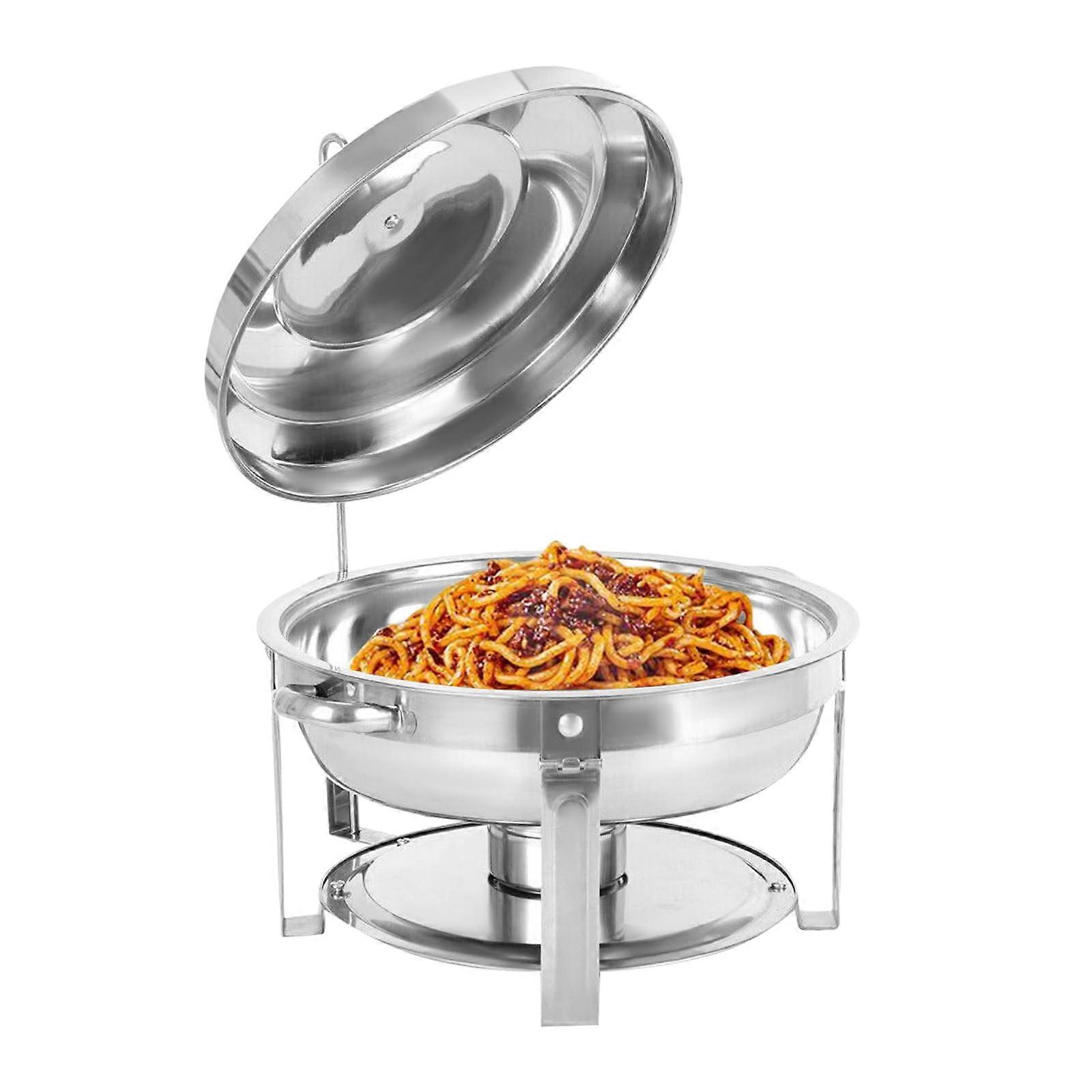 7.5L round food warmer chafing dish silver buffet warmer reinforced handles