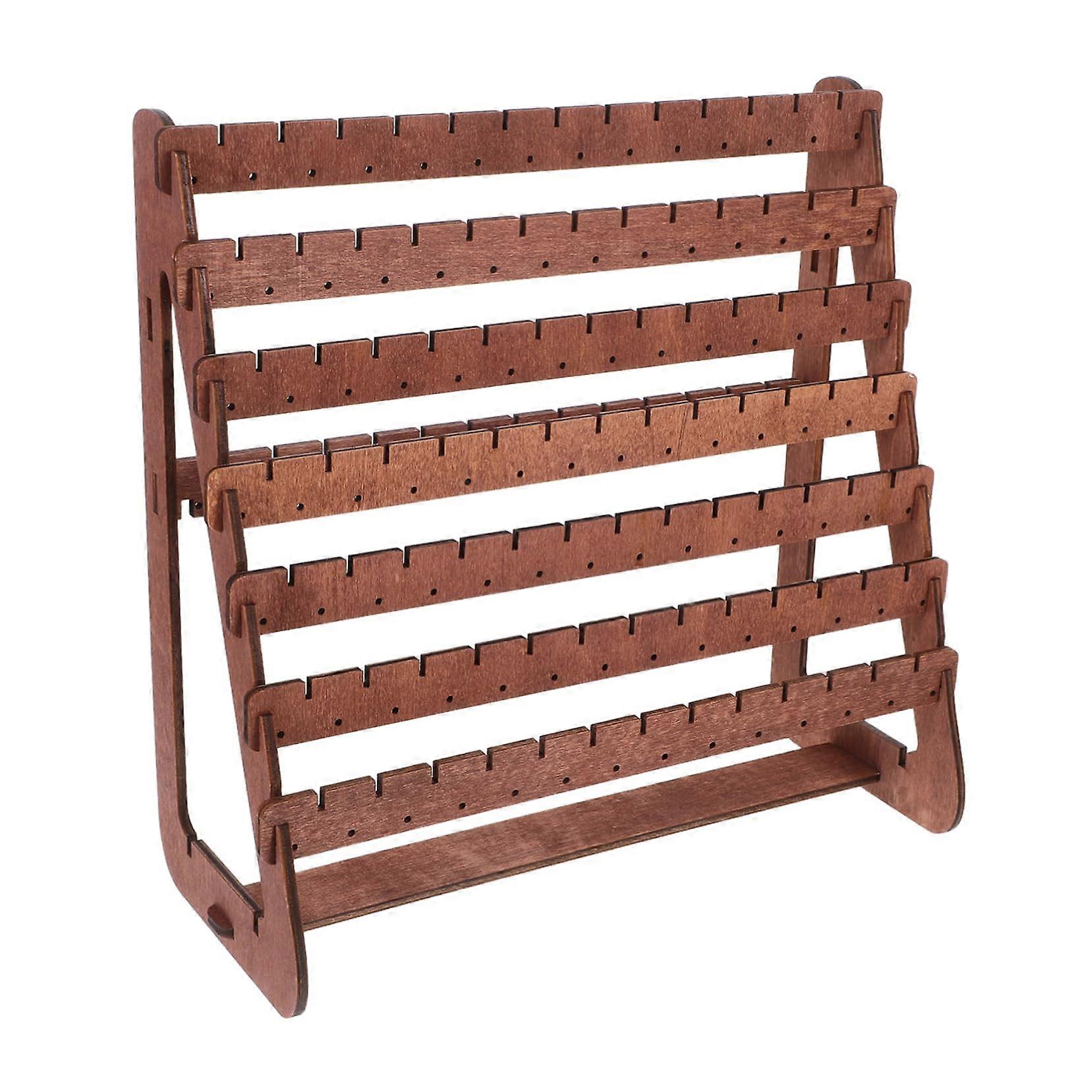 Elegant Earring Stand Wooden Display With Hooks For Necklaces Compact Robust Natural Wood Finish