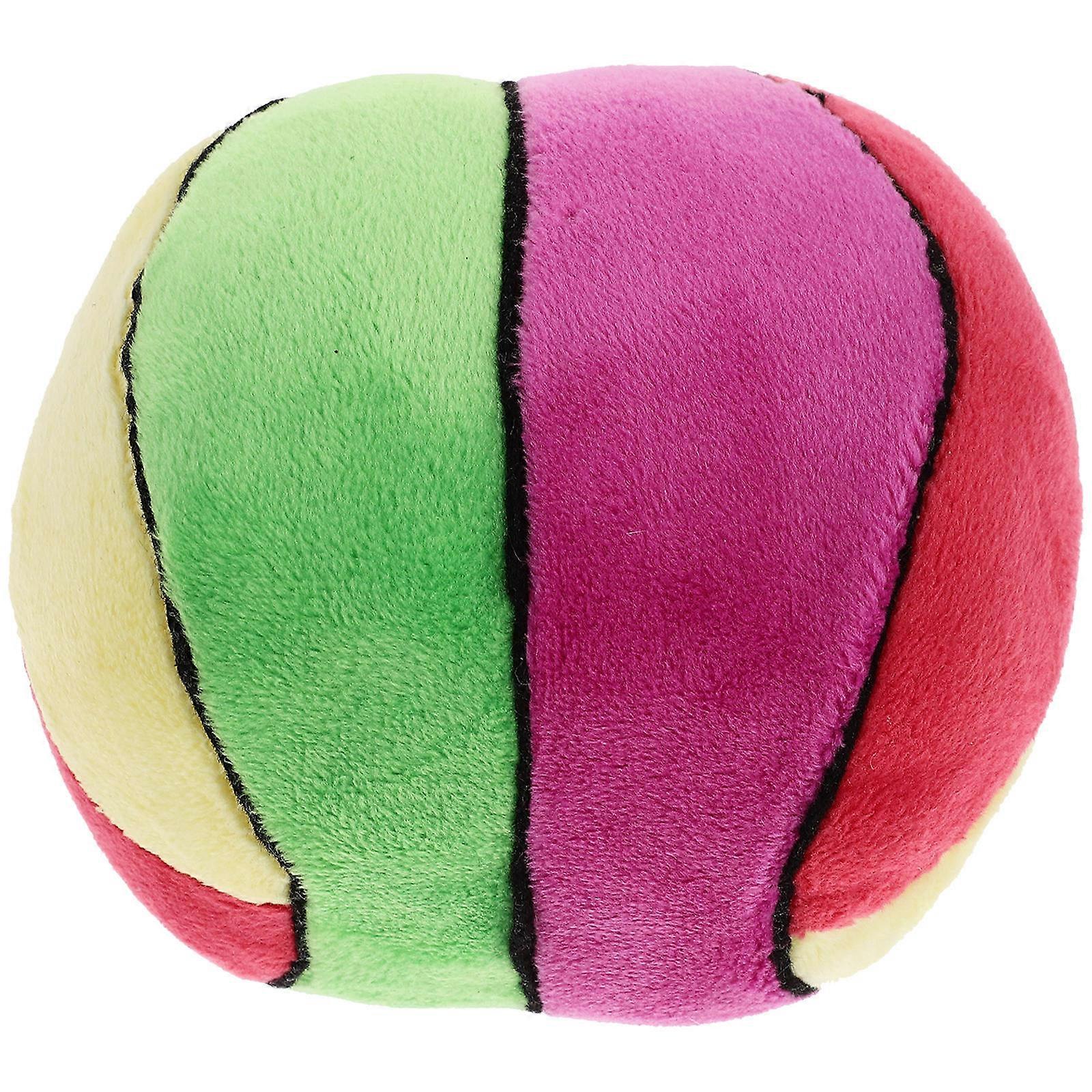 Puppy Teething Ball Toy Plush Round Household Play 10x9cm Squeaky 1Set