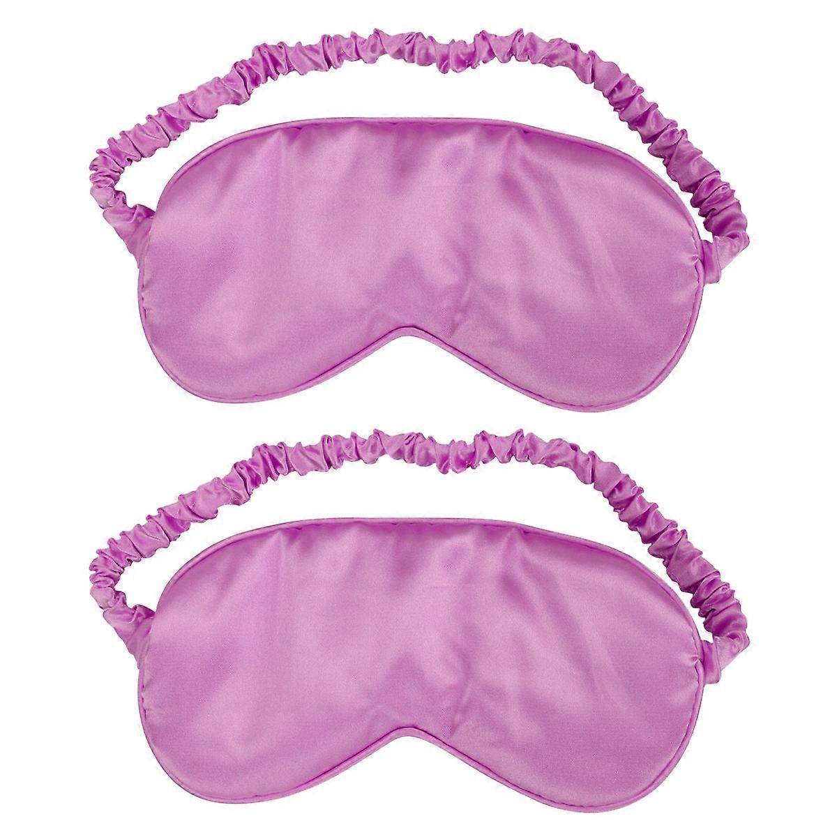 Silk Mask For Sleeping Eye Cover Adjustable Strap Light Blocker 20X9cm Purple 2Pack