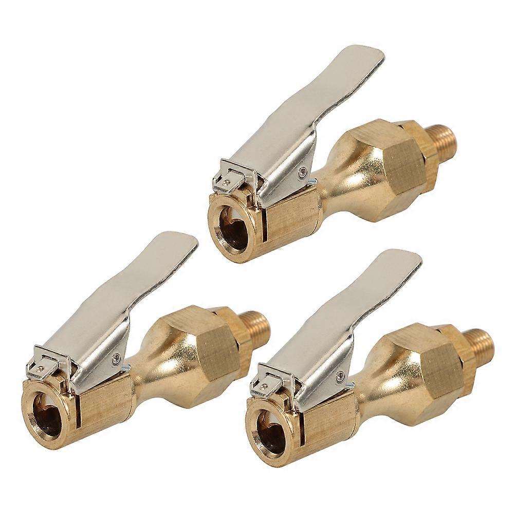Clip On Air Chuck Tire Inflator Chuck Quick Connect Copper Compact Design 3Pcs Vehicle Owners