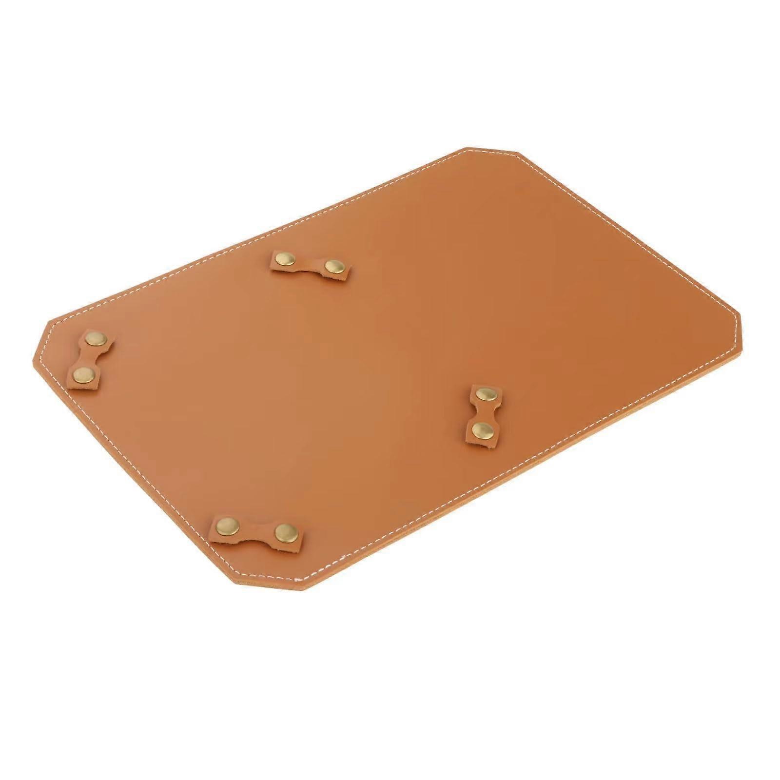 PU Leather Camping Stove Mats Portable Heat-Resistant Storage Pad Light Brown for Easy Organization and Stability