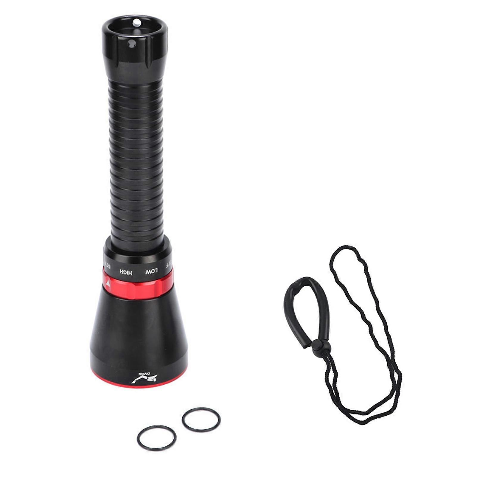 100m Waterproof Outdoor Underwater Flashlight 18000lm High Brightness (Red)