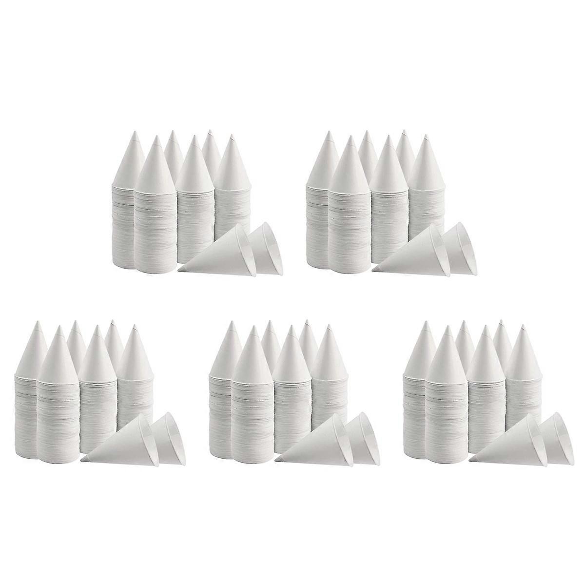 White Paper Cone Cups, Snow Cone Cups,Coated Leakproof Cone Paper Cups for , Shaved Ice, Water 1000P