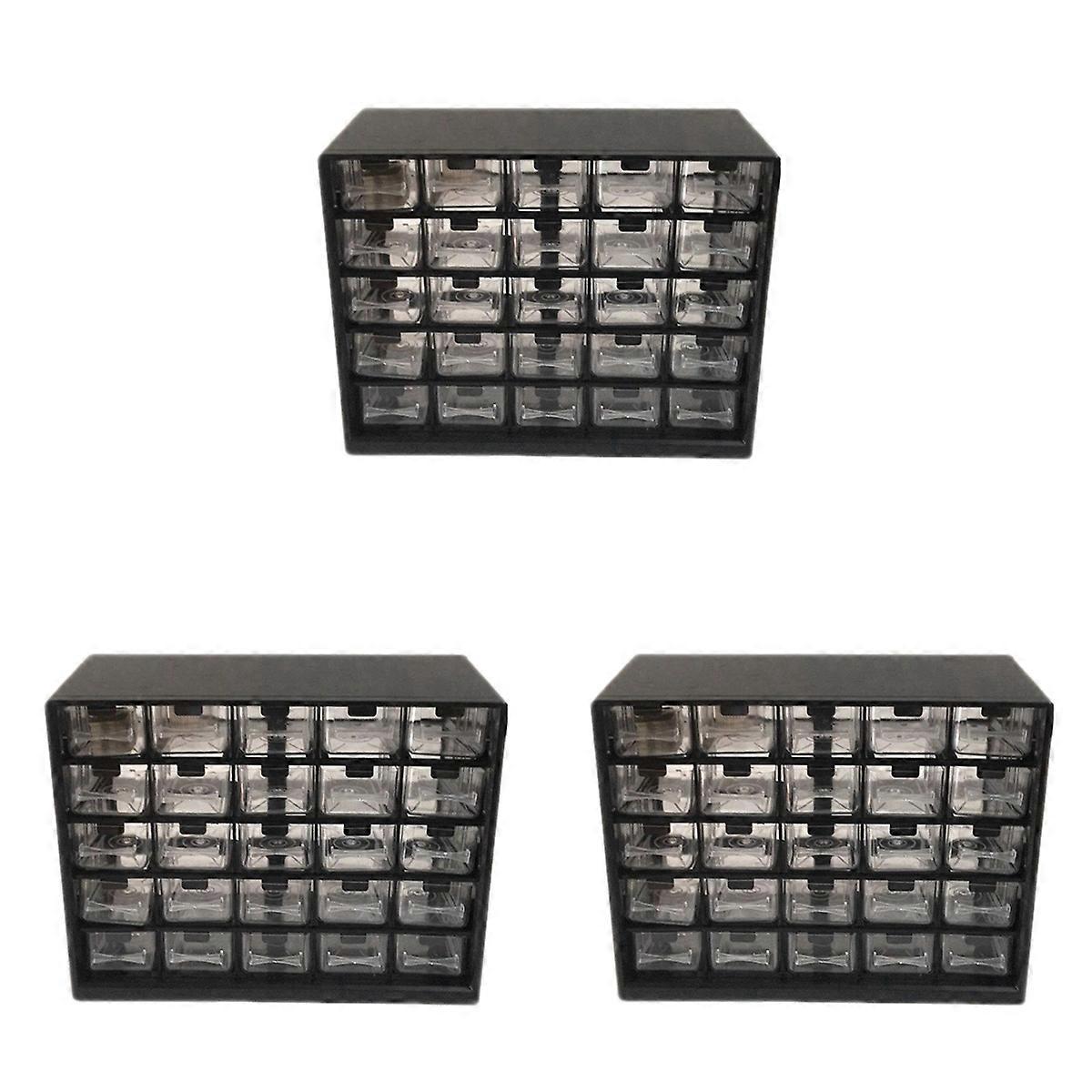 25Pc Combined Transparent Drawer Storage Cabinet Detachable, Black