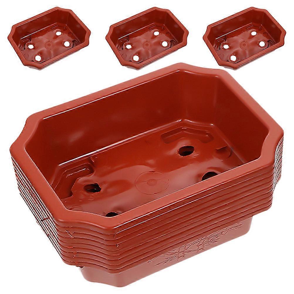 Small Decorative Plant Pot Plastic Flower Pot for Balcony Dark Design Drainage 12Pcs