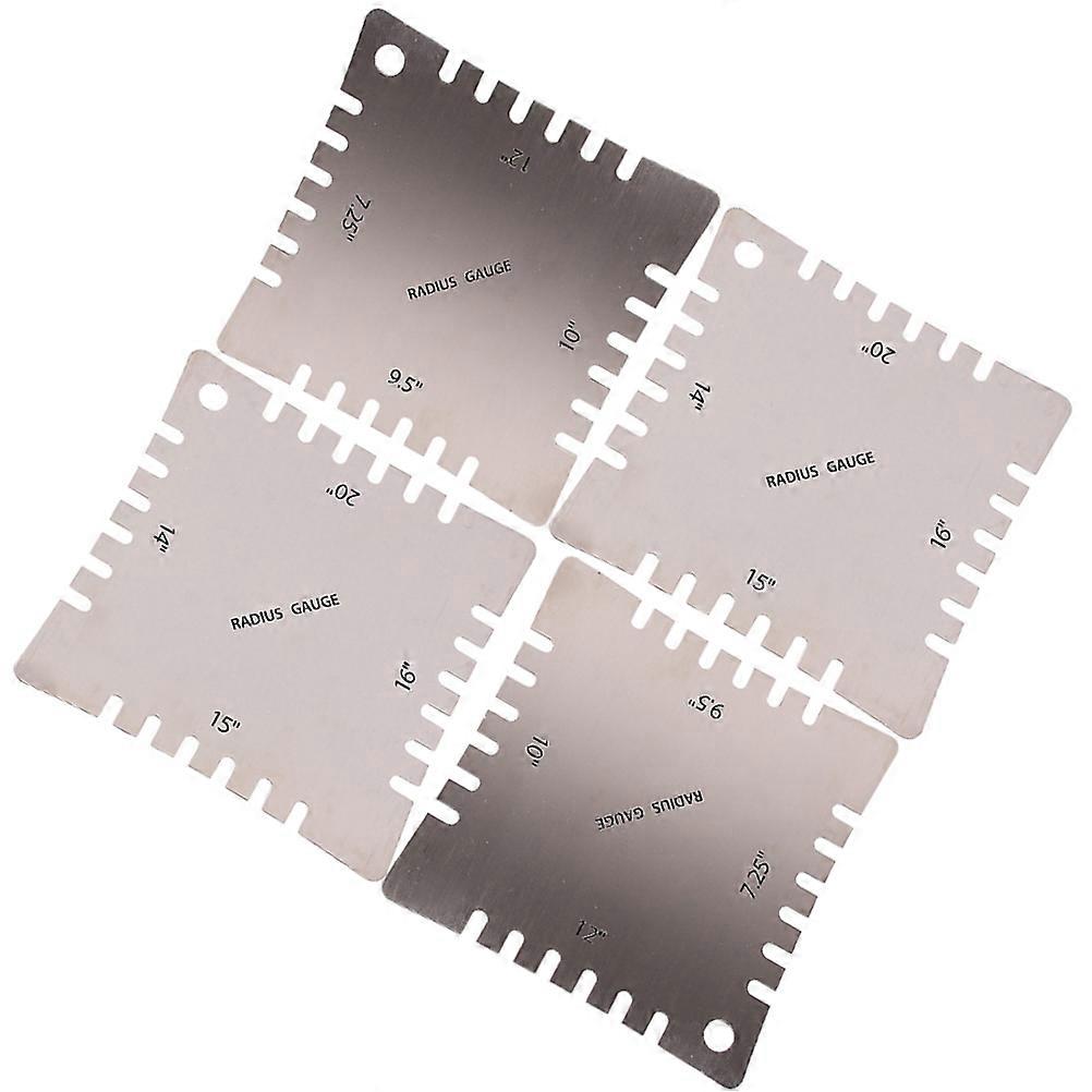 Guitar Neck Radius Gauge Accurate Measurement Ruler Stainless Steel Guitar Arc Ruler for Musical Instruments Accessories Silver 4Pcs