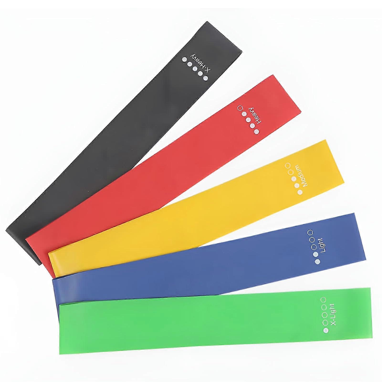 Resistance Bands Set – 5 Color-Coded Rubber Exercise Bands for Pilates, Yoga, Physiotherapy with Varying Resistance Levels