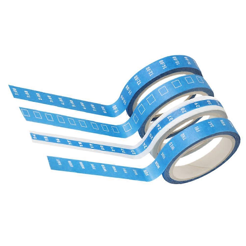 Office Product Washi Tape Set Decorative Scrapbooking Masking Tape For Daily Planning Professionals Blue 500.00X0.80X0.10CM Time Management 4 Rolls