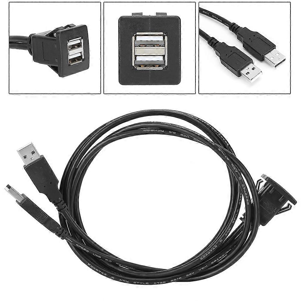 USB 2.0 Extension Cable Dual Interface Waterproof Car Data Transfer Dashboard Adapter Cord2M/6.6ft