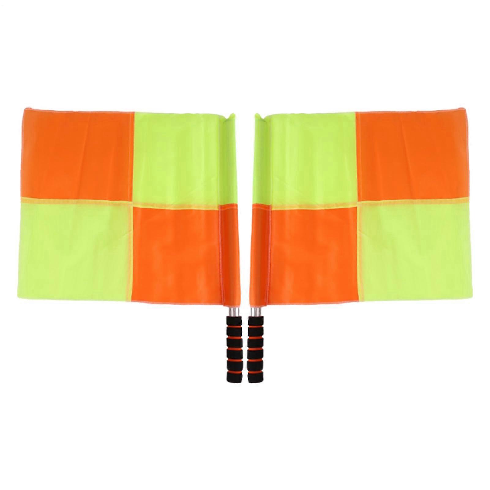 Volleyball referee flags 2piece set line judge flags orange yellow with ergonomic handle for soccer training and competitive games