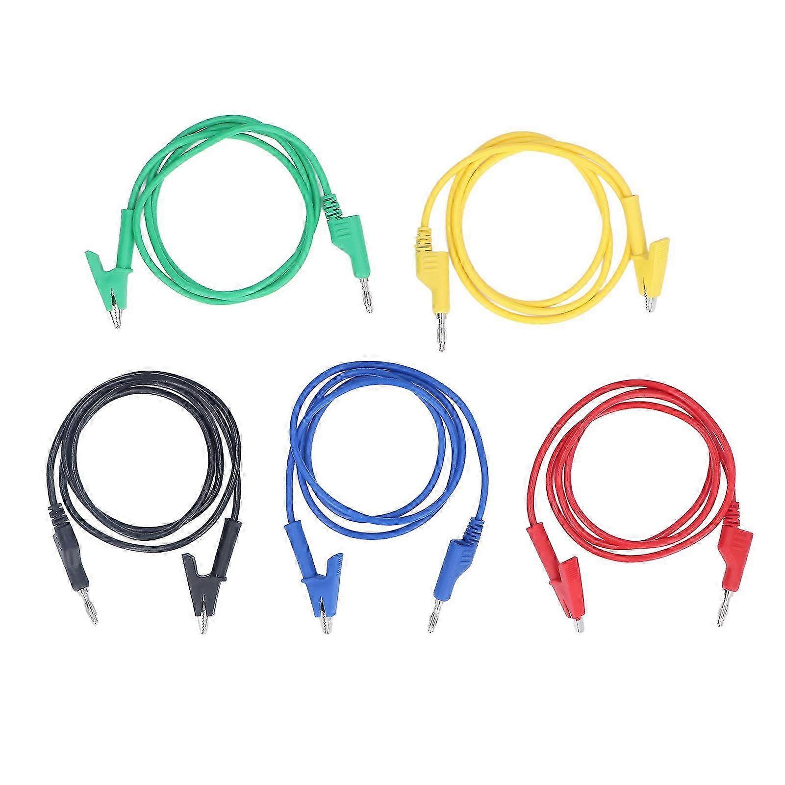5Pcs Multimeter Test Lead Kit Banana Plug to Crocodile Clip Electrical Testing Wire