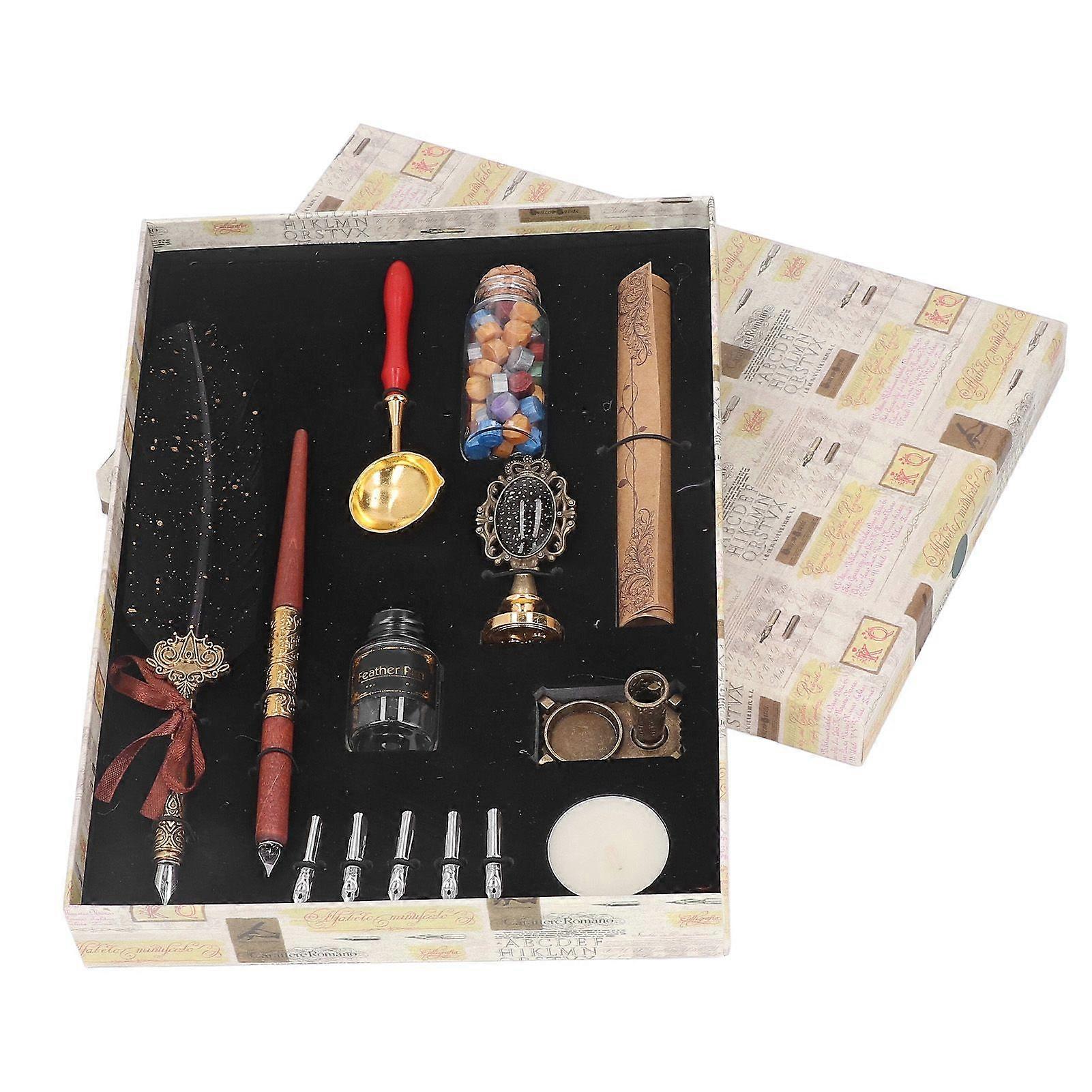 2025 Latest Model Feather Pen Set Retro Elegance European Style Calligraphy