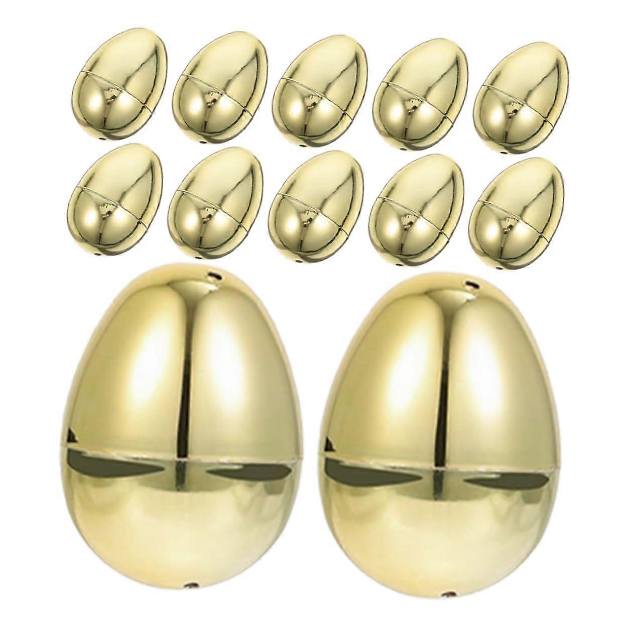 Easter Table Decoration: 12 Golden Plastic Fillable Eggs for Easter Baskets and Holiday Decorations