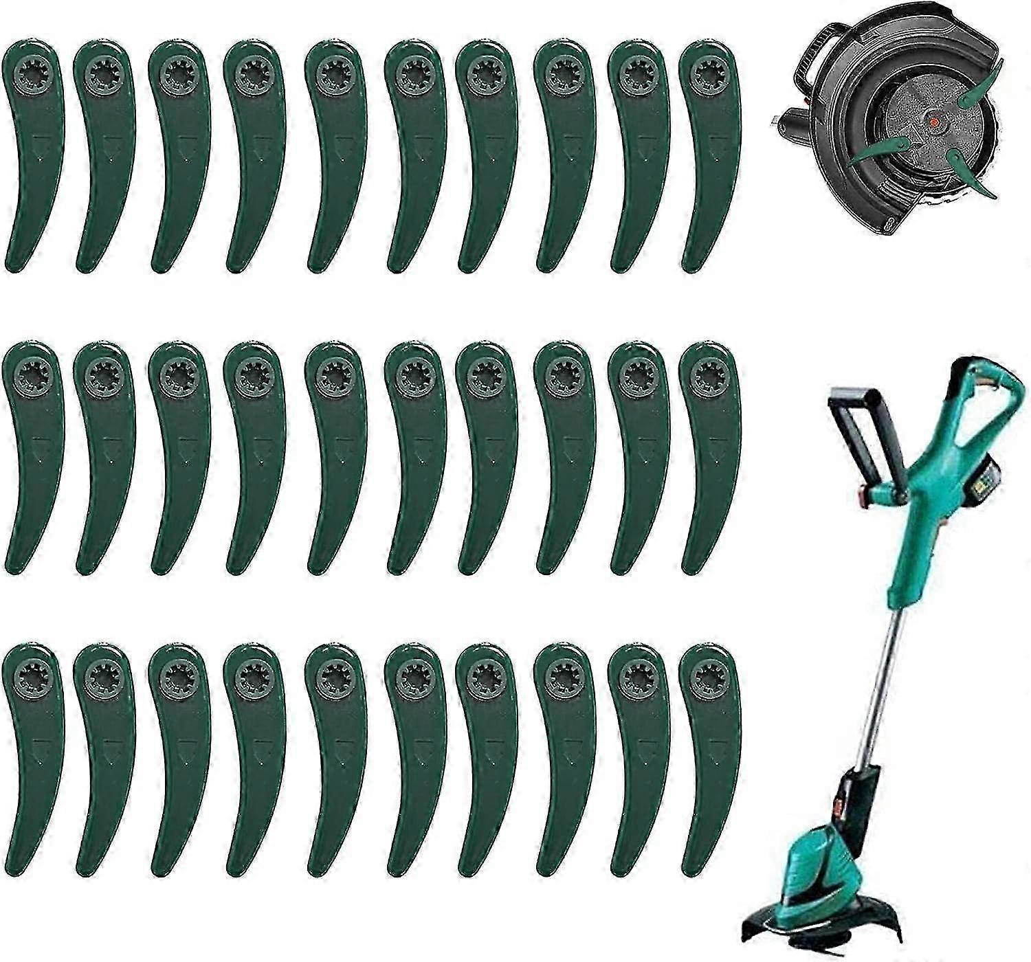 30pcs Plastic Lawn Mower Blades - Replacement Trimming Blades