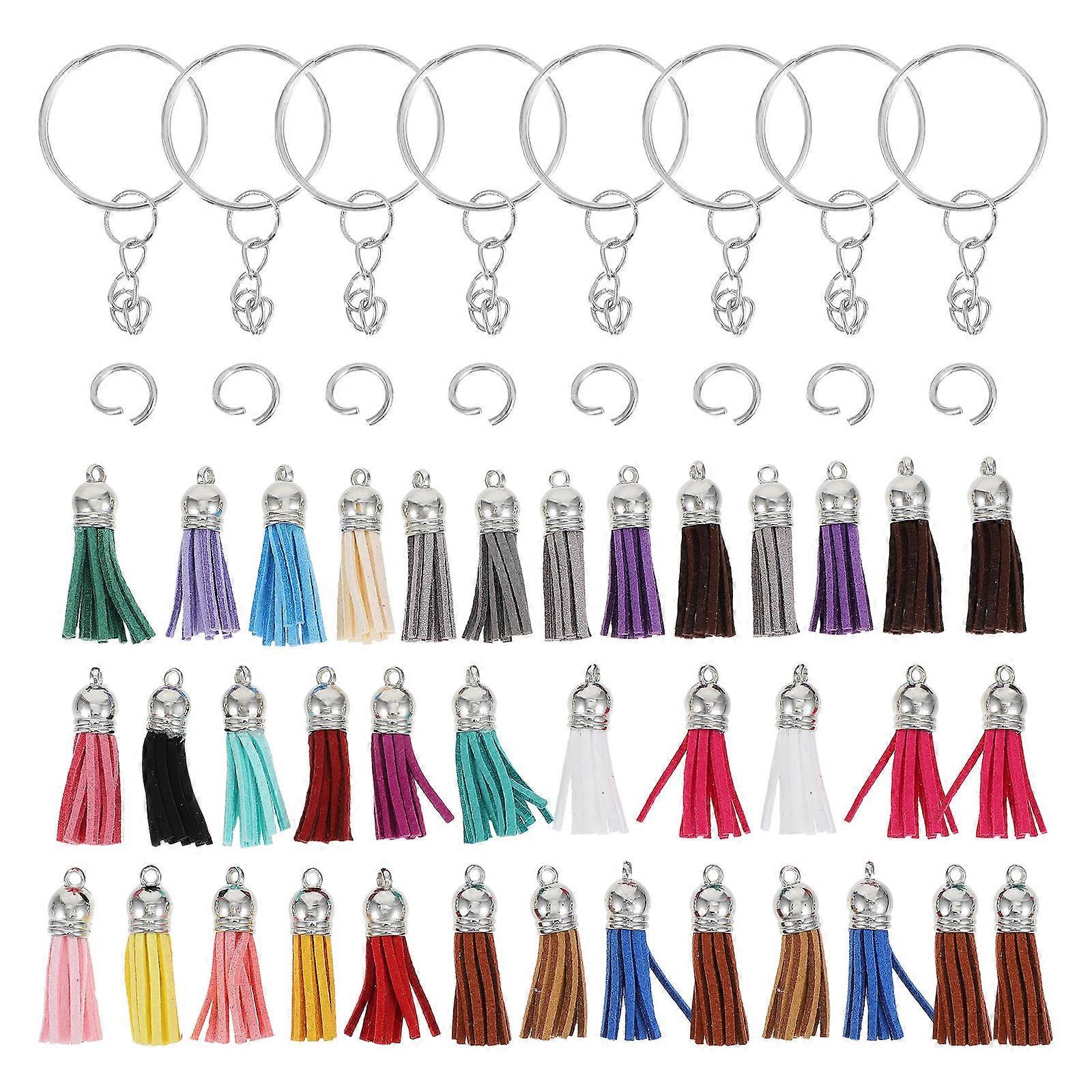 1 Set Key Ring Tassel Charm Key Chain Metal Ring for DIY Jewelry Making Materials