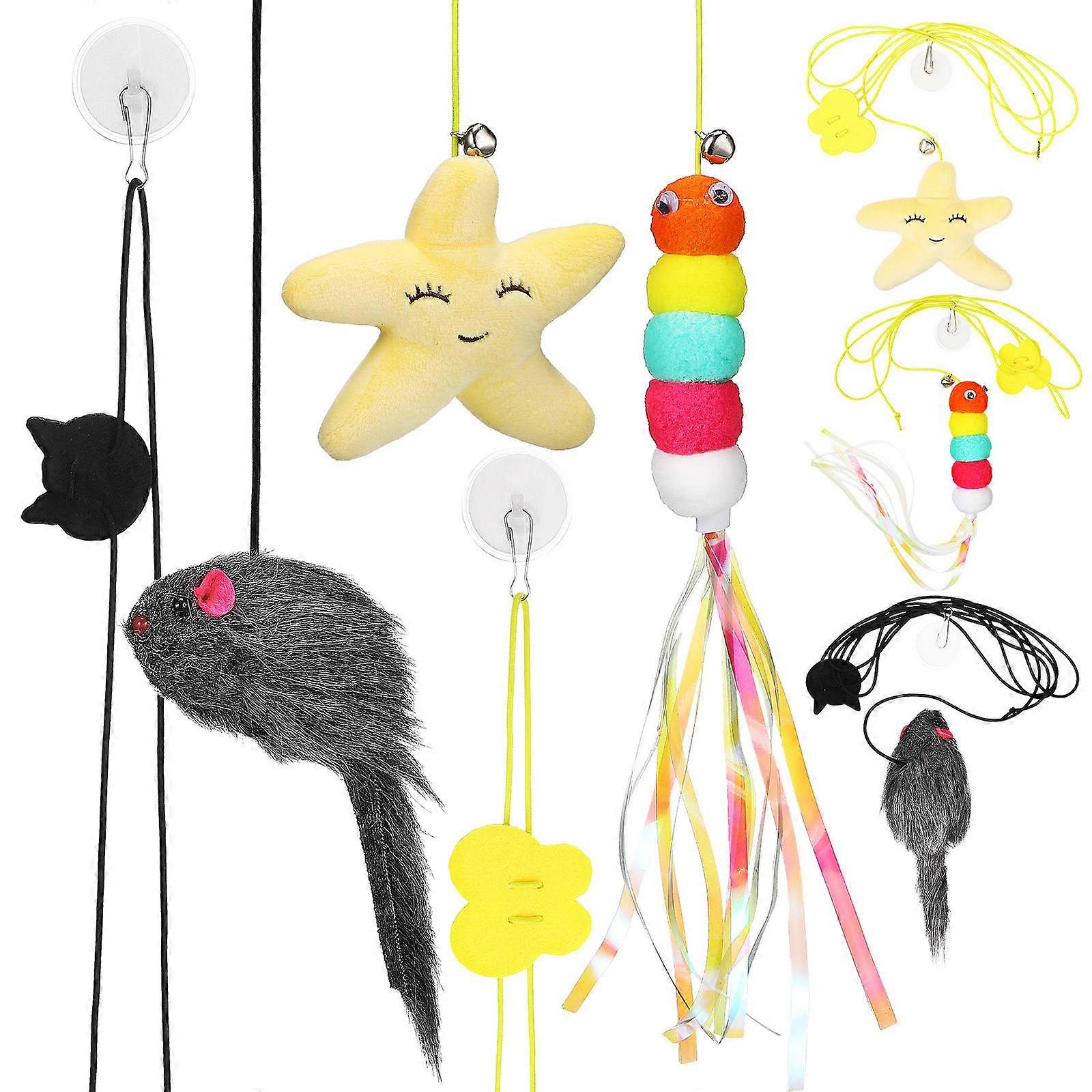 6pcs Interactive Hanging Cat Bouncing Caterpillar Mouse Teasers for Door Frames – Indoor Cat Health Exercise Toys