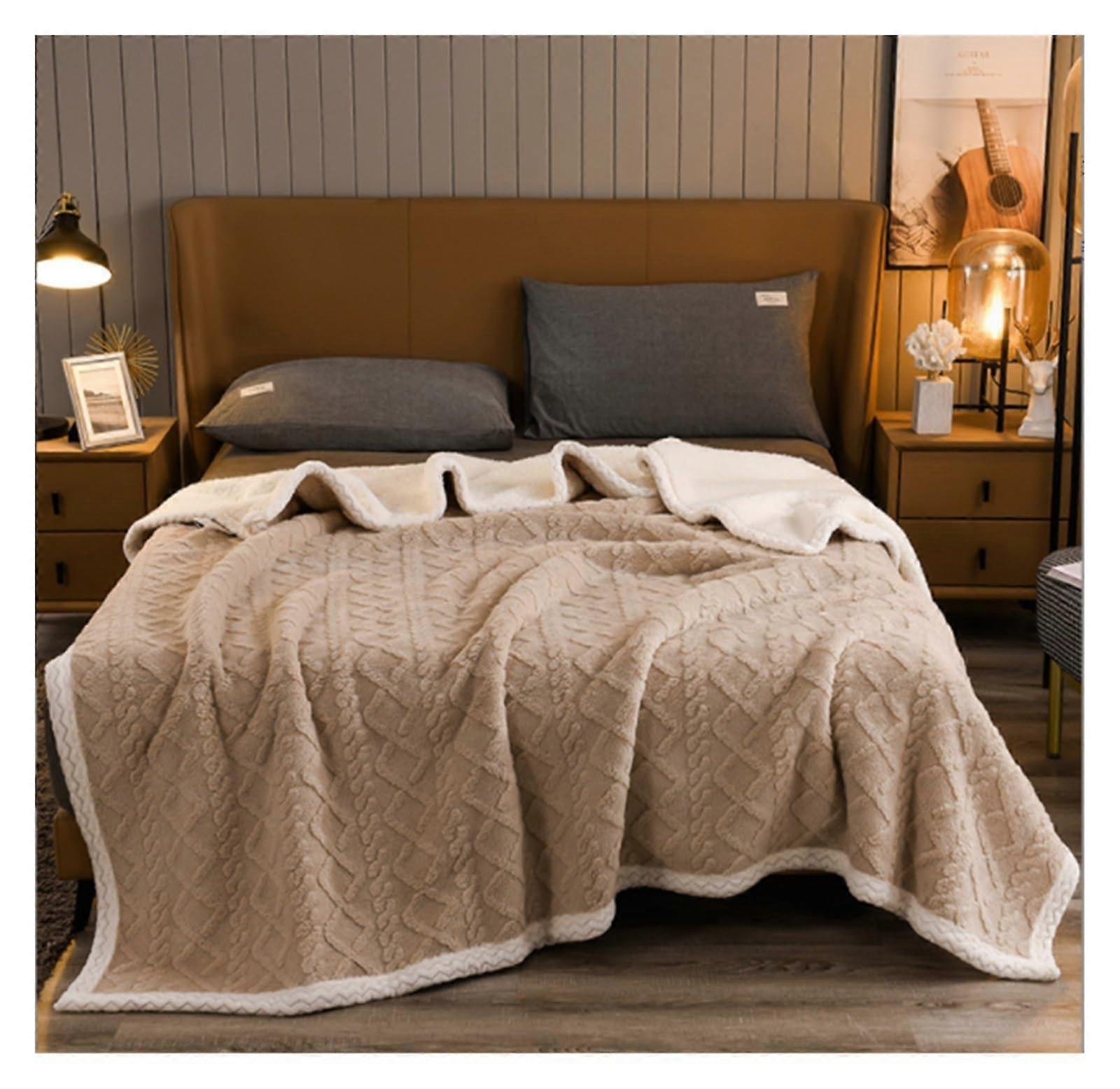 Blanket Fleece Throw Floral Pattern Soft Warm For Couch Sofa Bed Travel (Color: D)