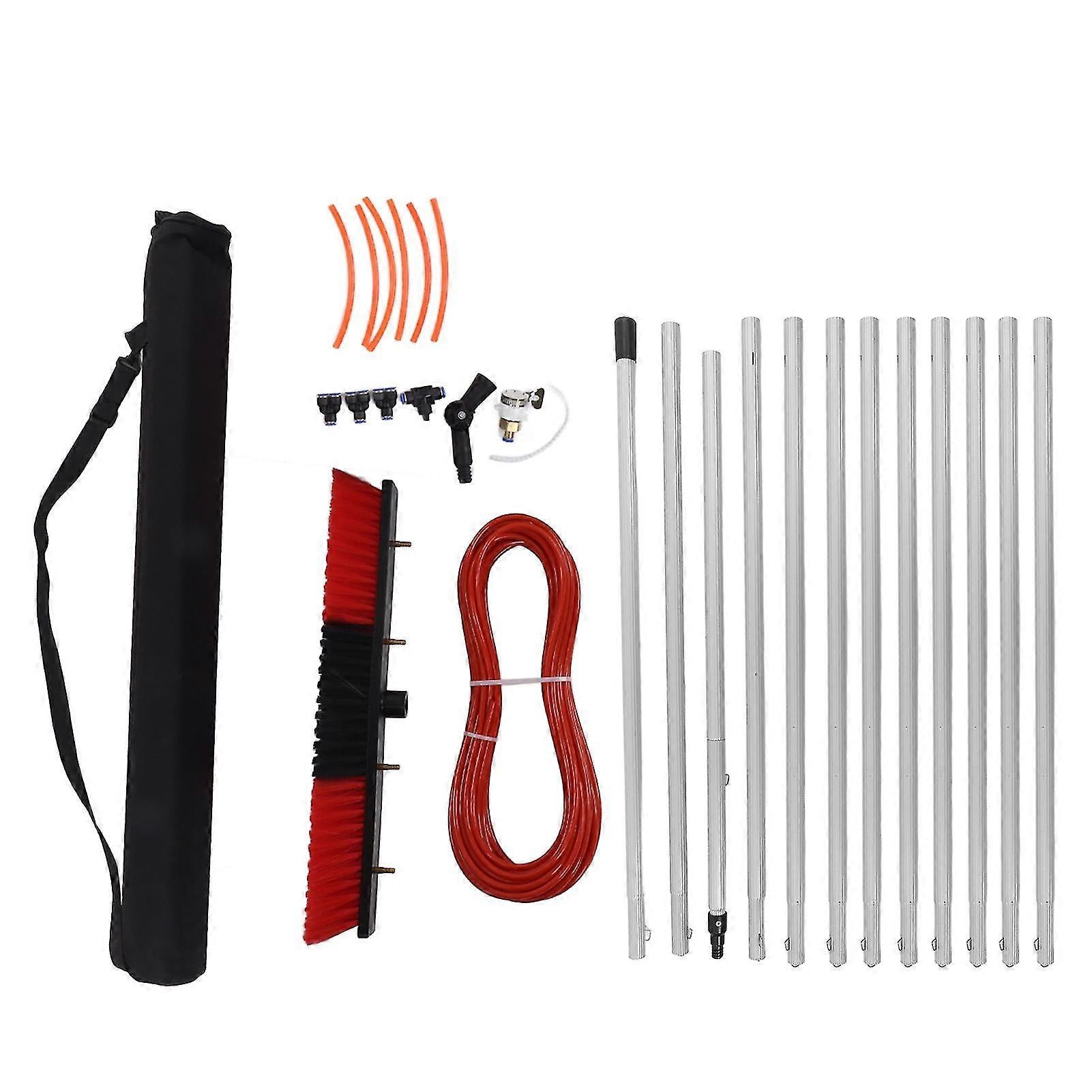 Water Fed Pole Kit Water Fed Brush Heavy Duty Large Size Portable Water Washing Extendable Cleaner Solar Panel Cleaning System 12m Pole Plus 50cm
