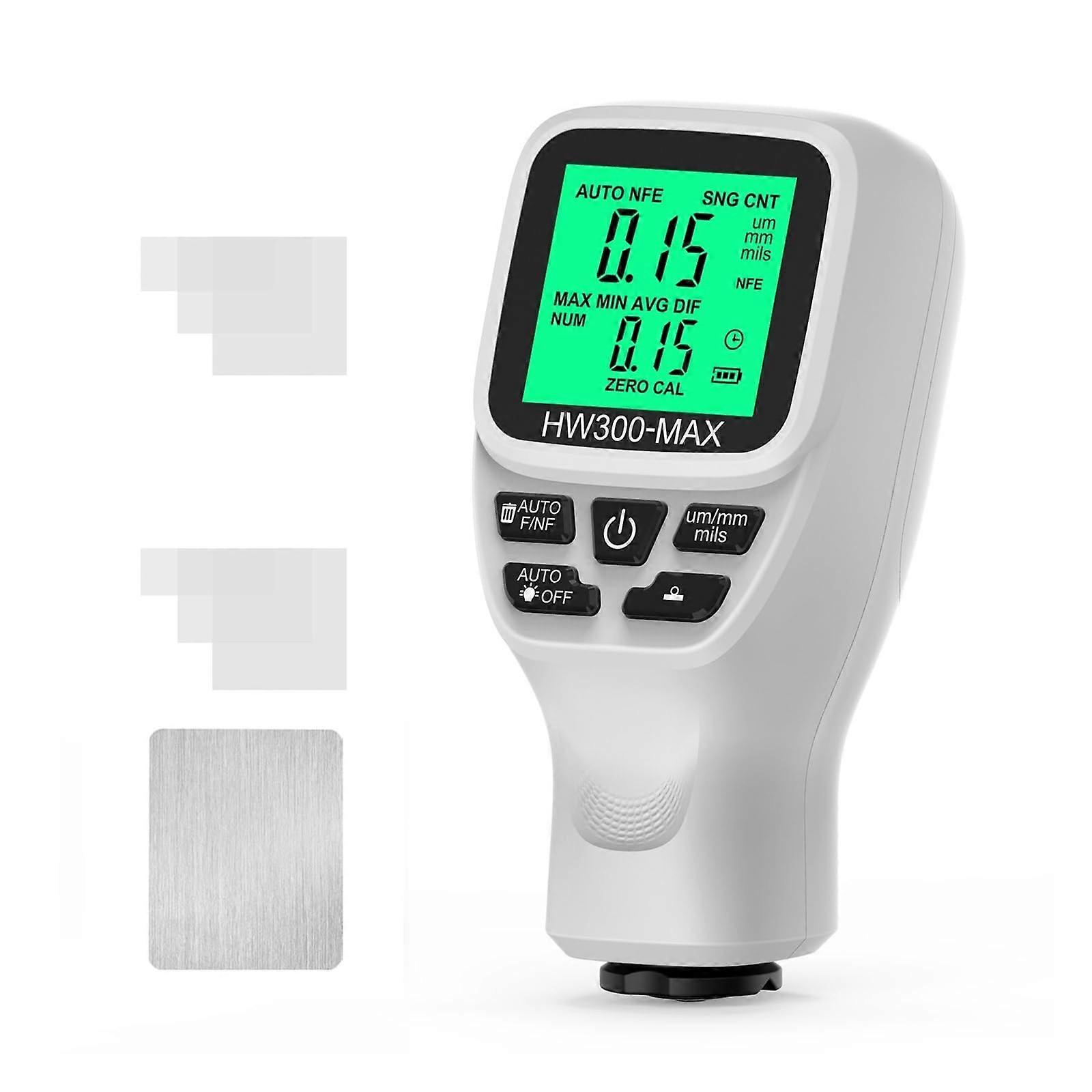 Farbdickenmessgerät Auto Beschichtung Dicke Gauge 0-2000UM LCD Display Autolack Film Tester HW300MAX White
