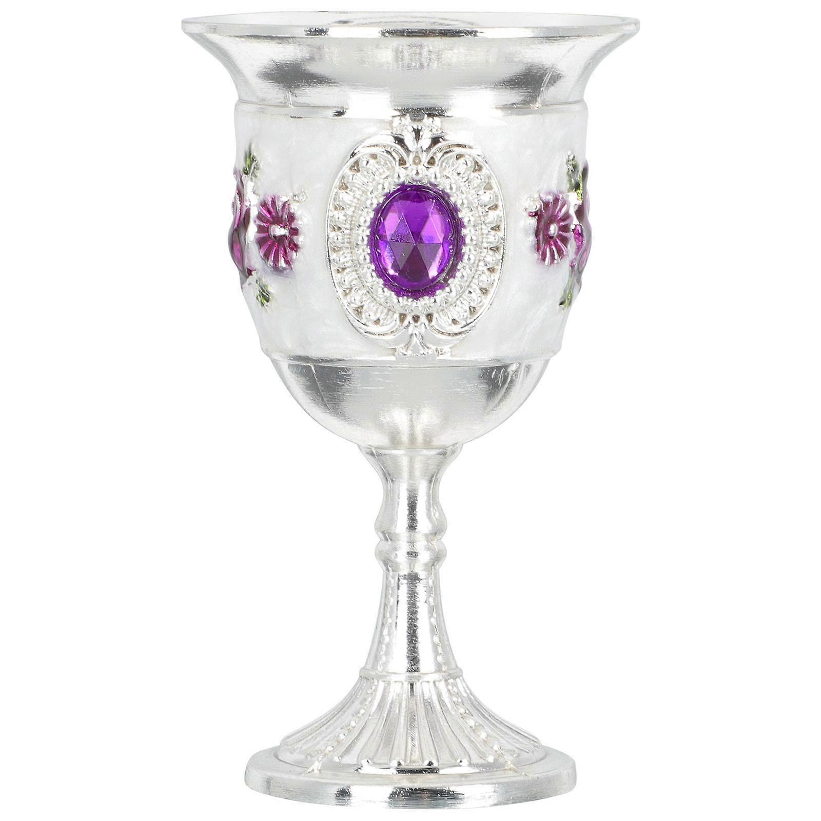 Elegant Purple Wine Goblet Russian Style Engraved Flower Design Home Bar Party Wedding Celebration Use Easy