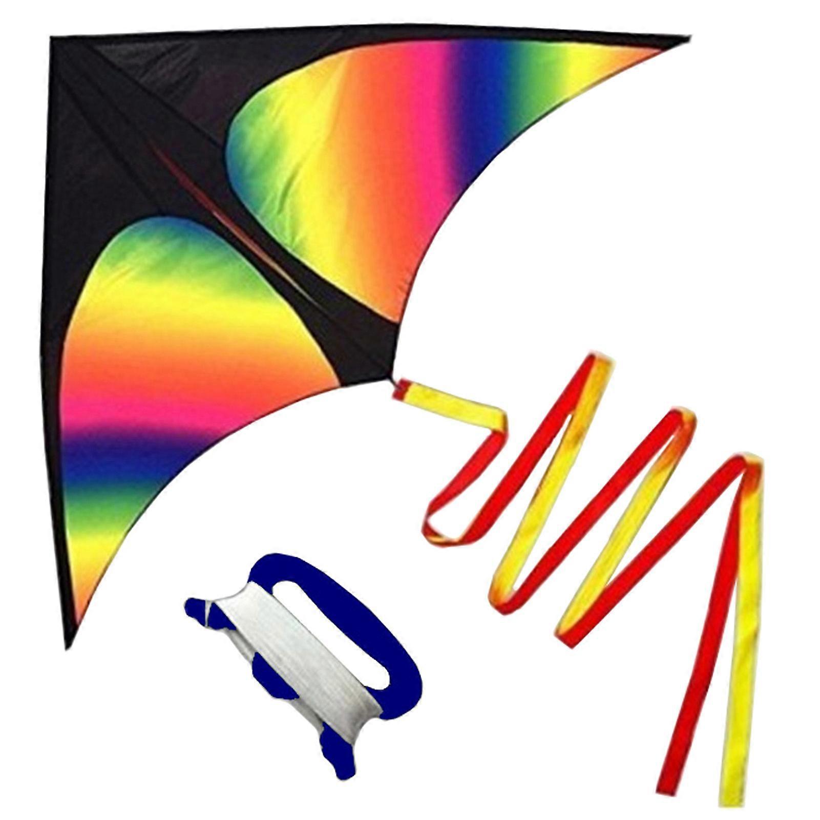 Colorful Triangle Kite Easy to Fly Single Line Beach Kite with 30m String for Kids Adults Beginners