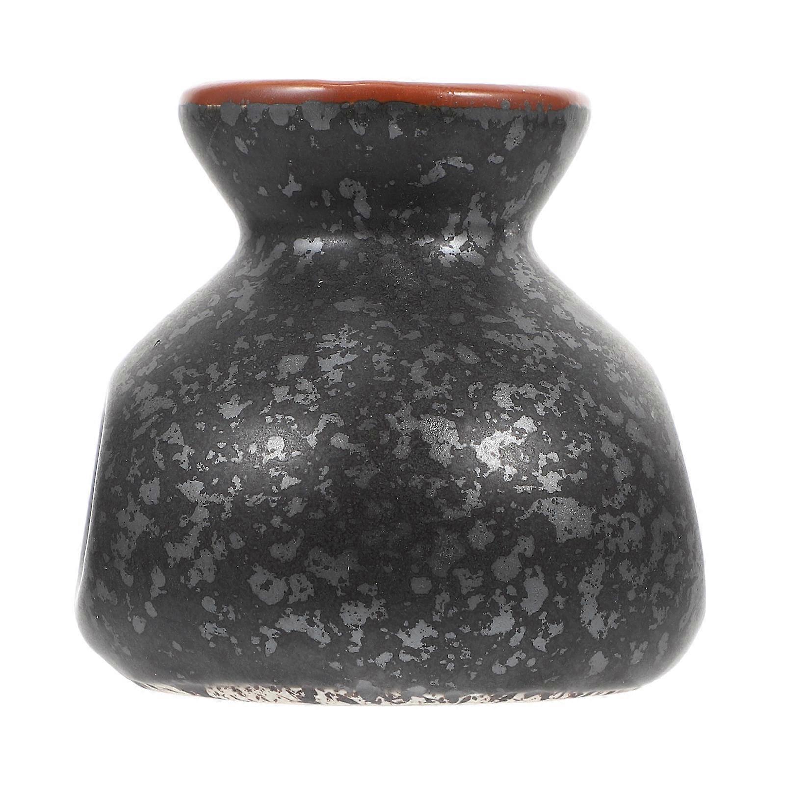 Vintage Little Vase Ceramic Bud Vases Retro Style Desktop Toothpick Holder Mini Square Black 5.7X5.7X5.5CM 1Set