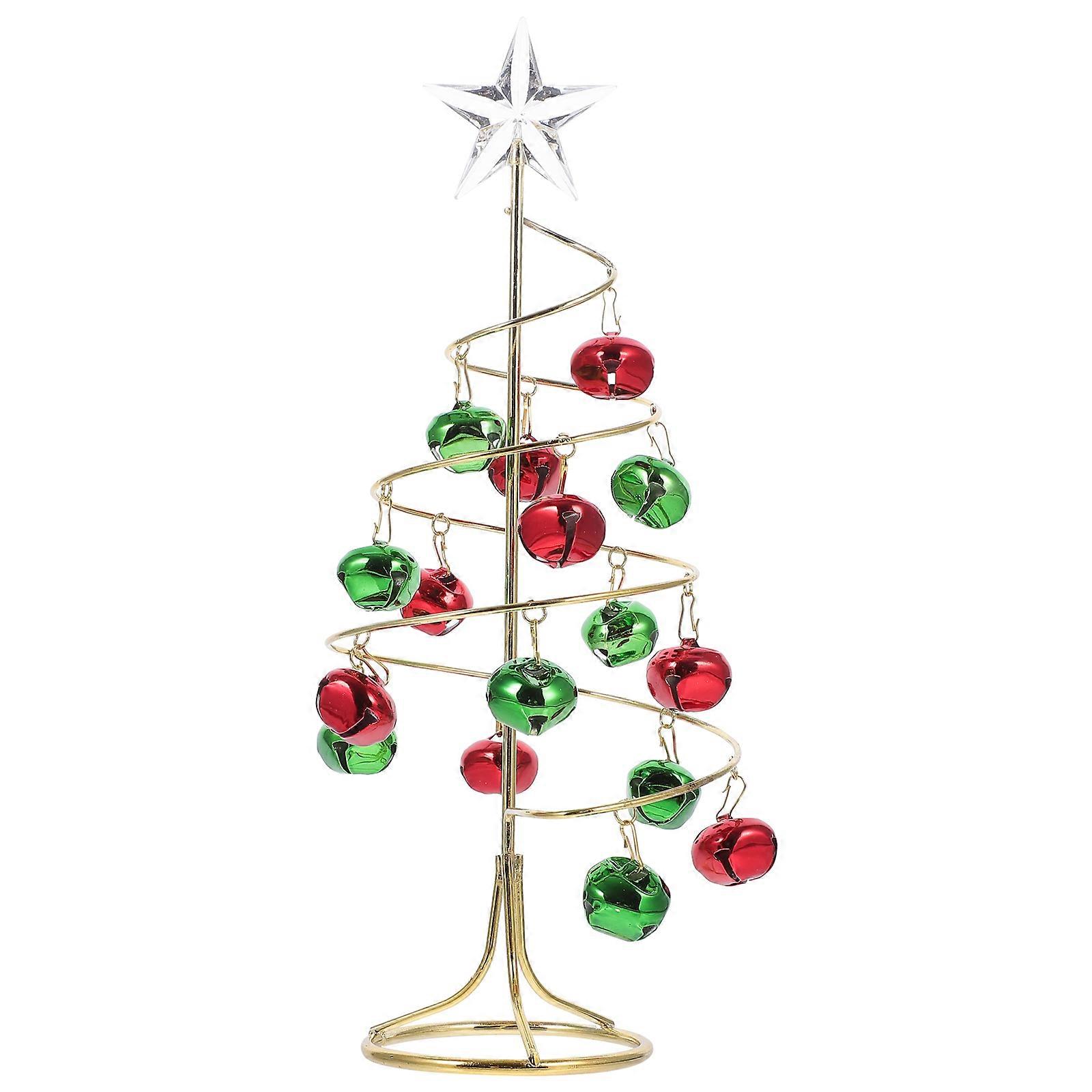 Golden Iron Christmas Tree Decor for Home Office Cafe Small Size Xmas Ornament