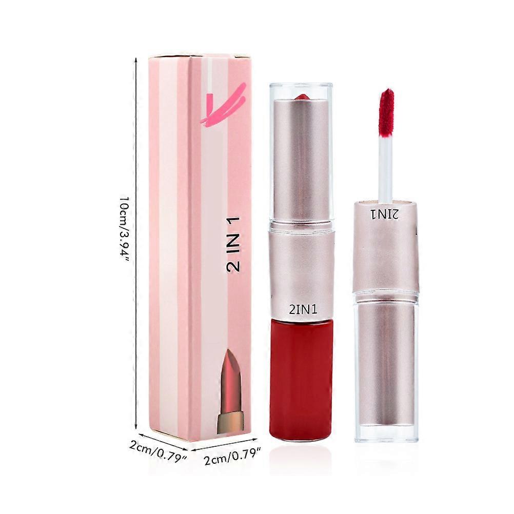 2 in 1 Dual Ended Matte Liquid Lipstick And Matte Lip Gloss Moisturizing Long Lasting Waterproof Bean Paste Lipstick