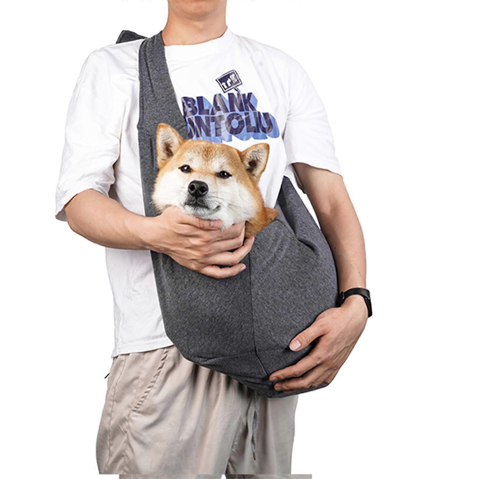 Reversible Pet Dog Carrier Bag for Small Dogs up to 7.5 kg, Breathable Dark Gray Shoulder Bag with Adjustable Strap and Front Pocket