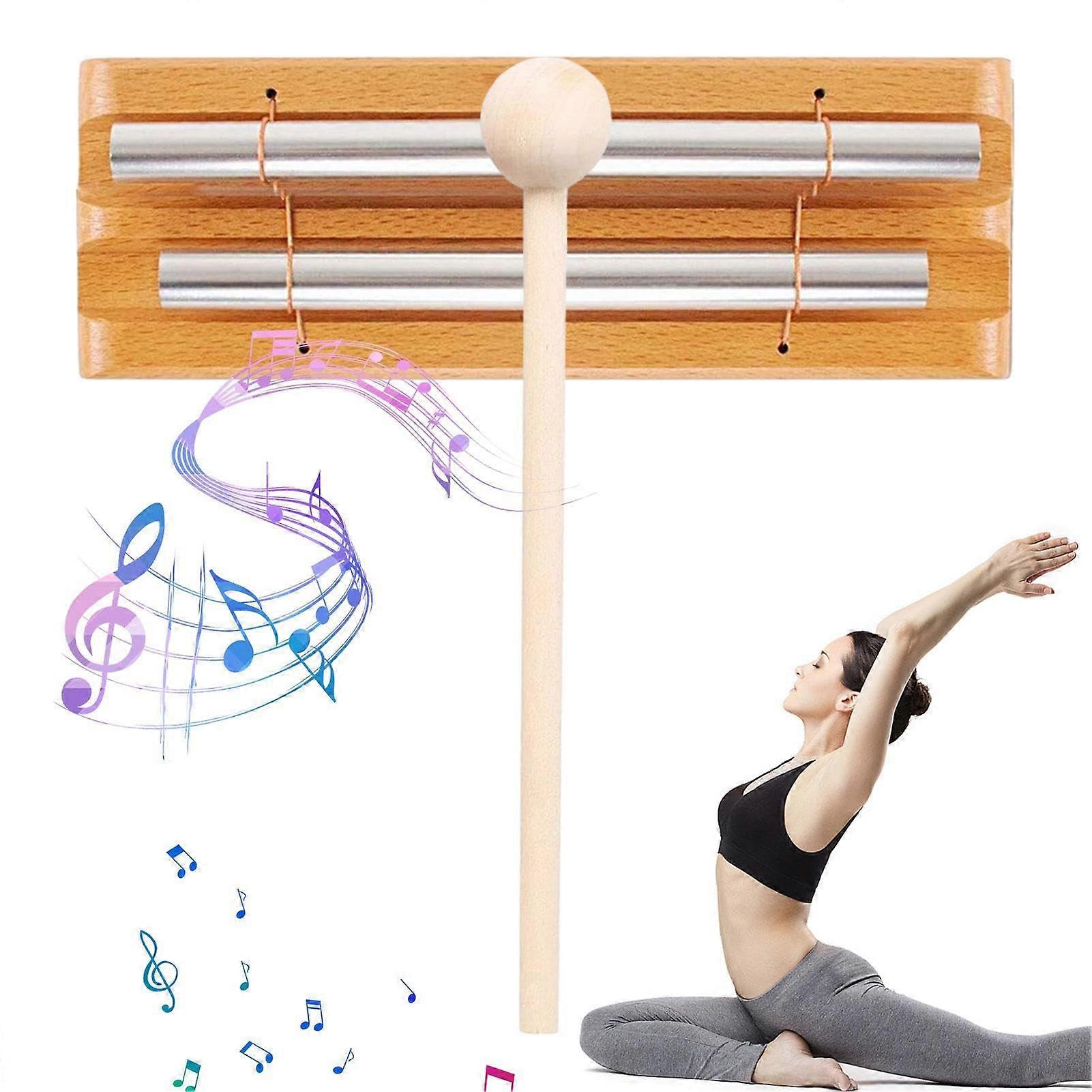 Yoga Chime Hand Bell For Teachers And Classrooms With Hammer, Two-Tone Mindfulness Hand Bell, Sound Healing