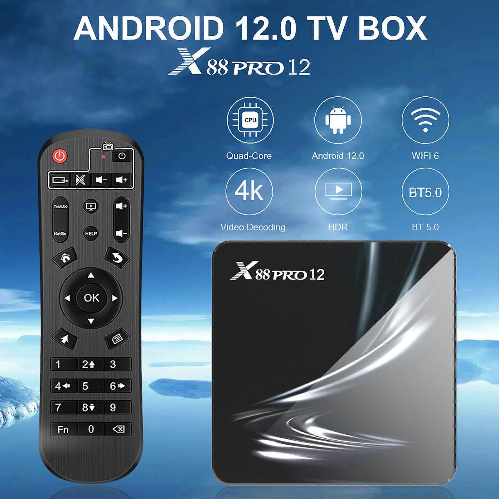 X88 PRO 12 Android 12.0 Smart TV Box UHD 4K Media Player RK3318 4GB/64GB 2.4G/5G Dual-band WiFi BT5.0 100M LAN VP9 H.265 Decoding with Remote Control