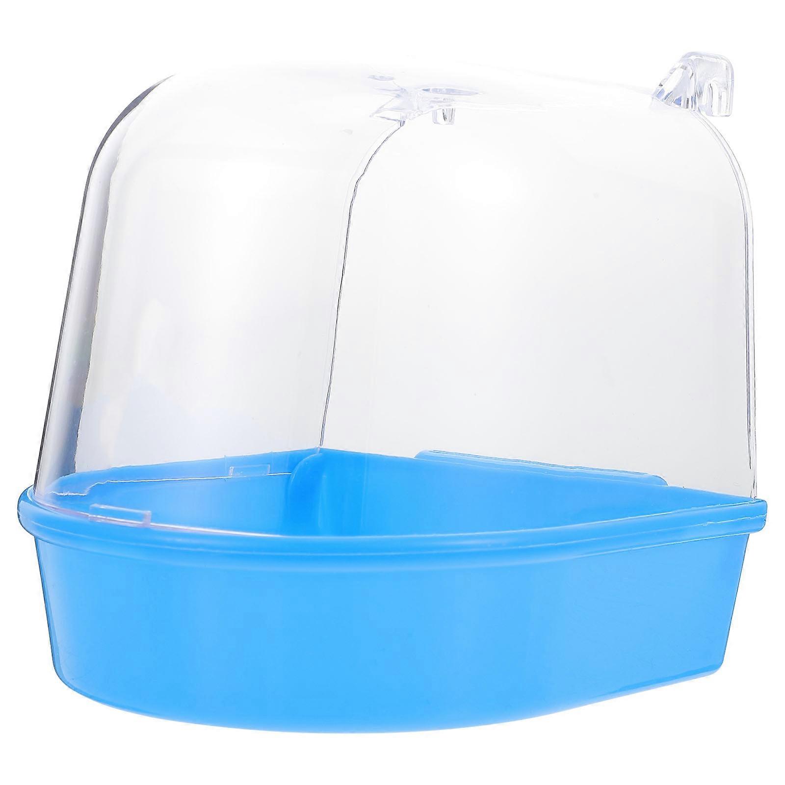 Bird Bathing Accessory Multi Cage Bird Bath Semi-Transparent Cover Blue 1Set