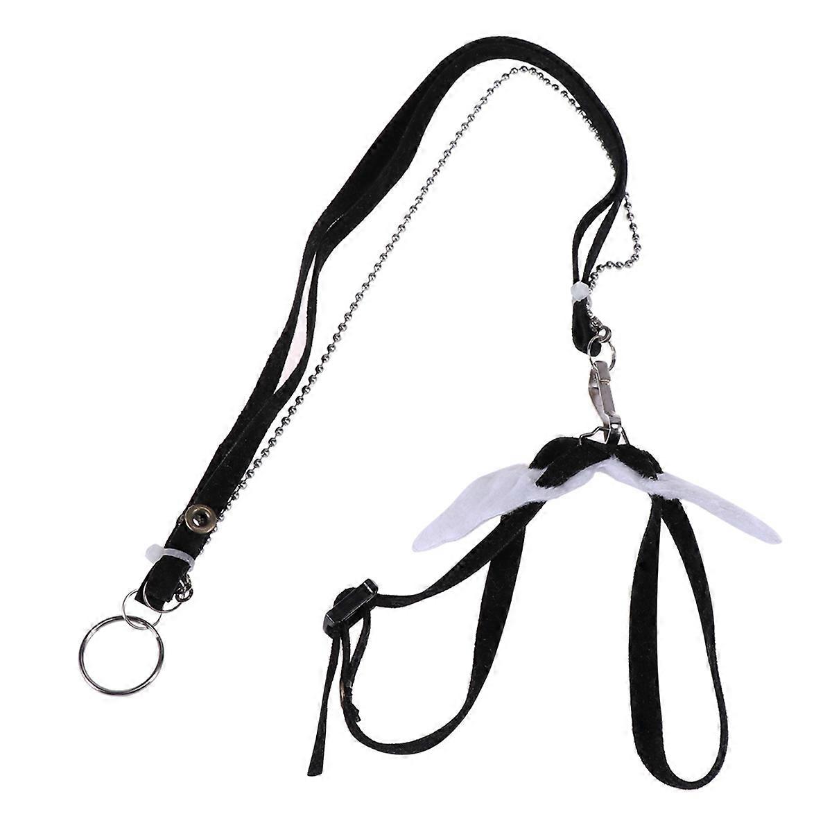 Adjustable Reptile Harness Wings Shape Handmade Strap For Lizard Gecko Walking Training Black 1Pcs