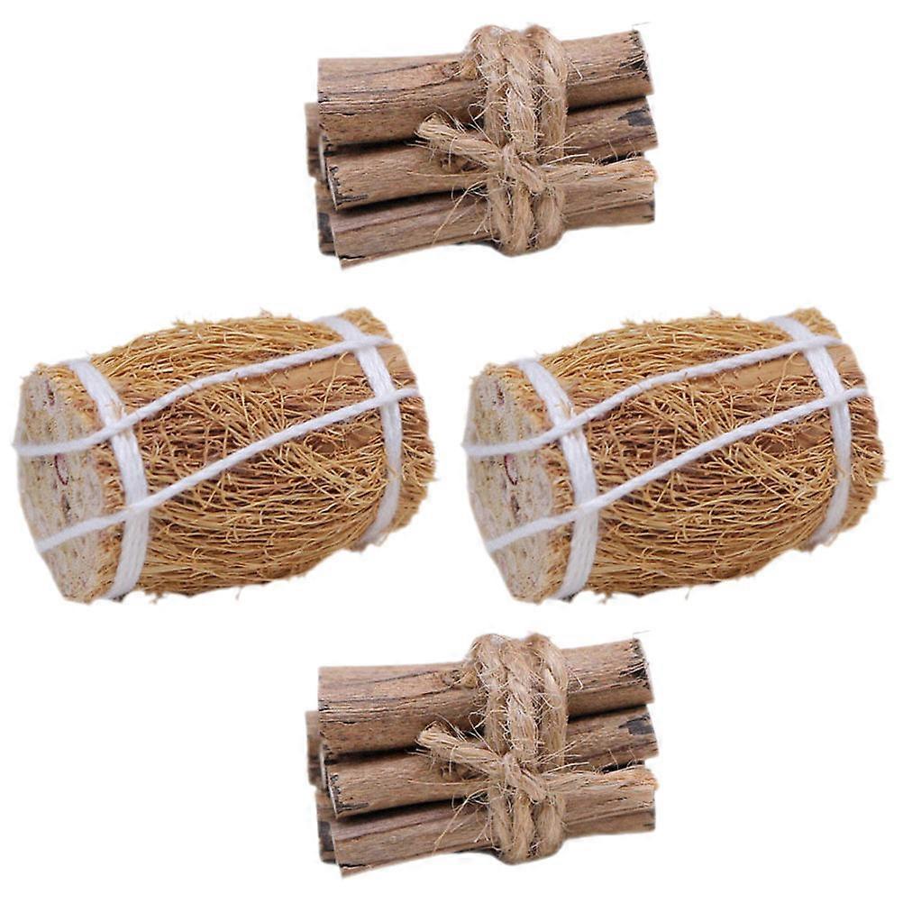 Miniature Doll House Firewood Set with Haystack Ornaments for Winter DIY Scenes and Photography Props