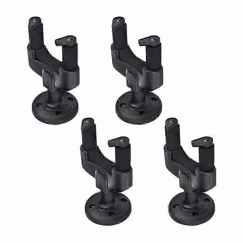 Set of 4 Wall-Mounted Guitar Hooks with Auto-Lock Feature and Base (Black)