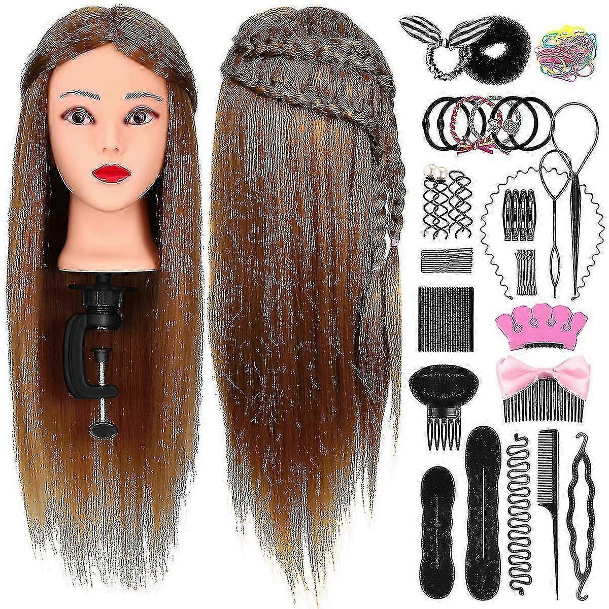 2025 Salon Training Head Stand Set with Hair Models Including Frcolor Mannequin Head Free Table Clamp and Braid Set for Beauticians