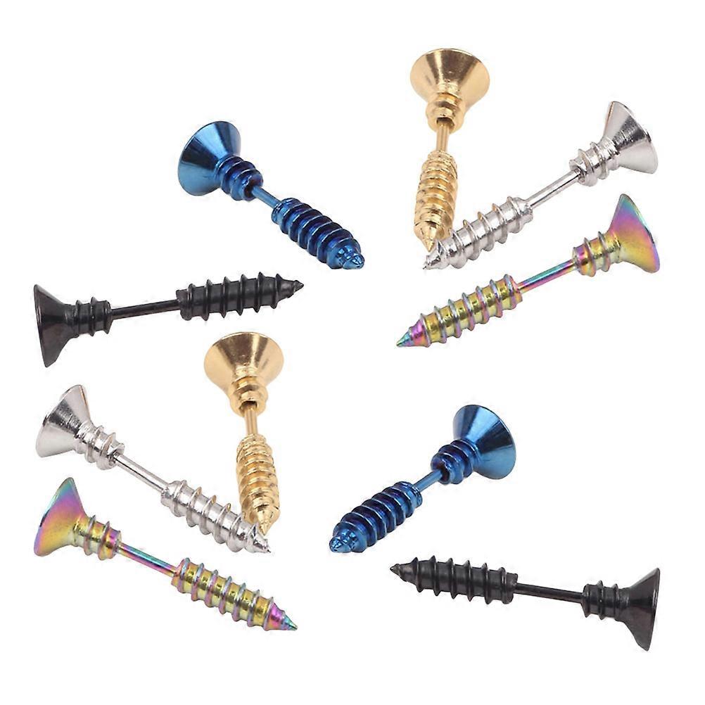 Piercing Earrings Studs Stainless Steel Screw Earrings Unisex Cross Screws Earrings Ear Stud for Different Occasions 0.7 x 0.7 x 3cm 10Set