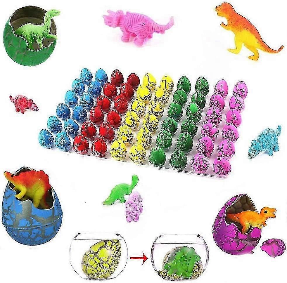 60pcs Cute Magic Hatching Growing Dinosaur Eggs Multicolor Add Water Kids Toy