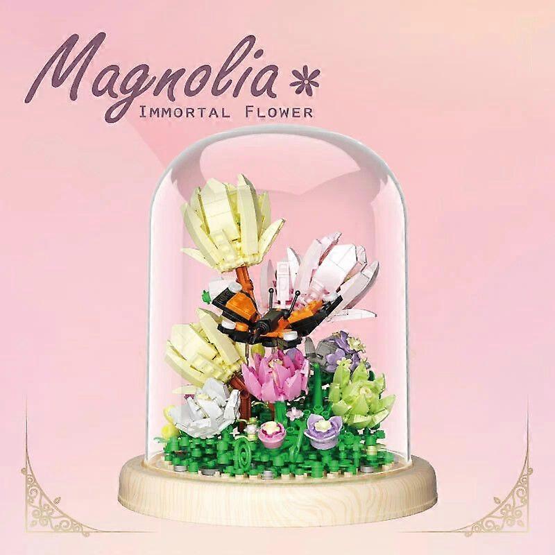 592PCS Magnolia Schmetterling Bausteine Kreative Insekt Blume Modell Τούβλα