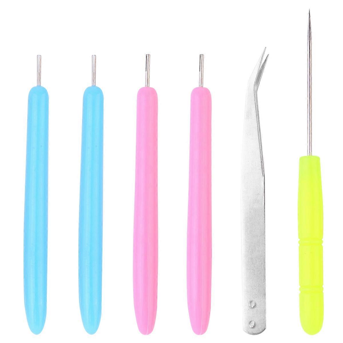 Quilling Paper Set with 6pcs Rolling Pens for DIY Use Assorted Color Stainless Steel and Plastic