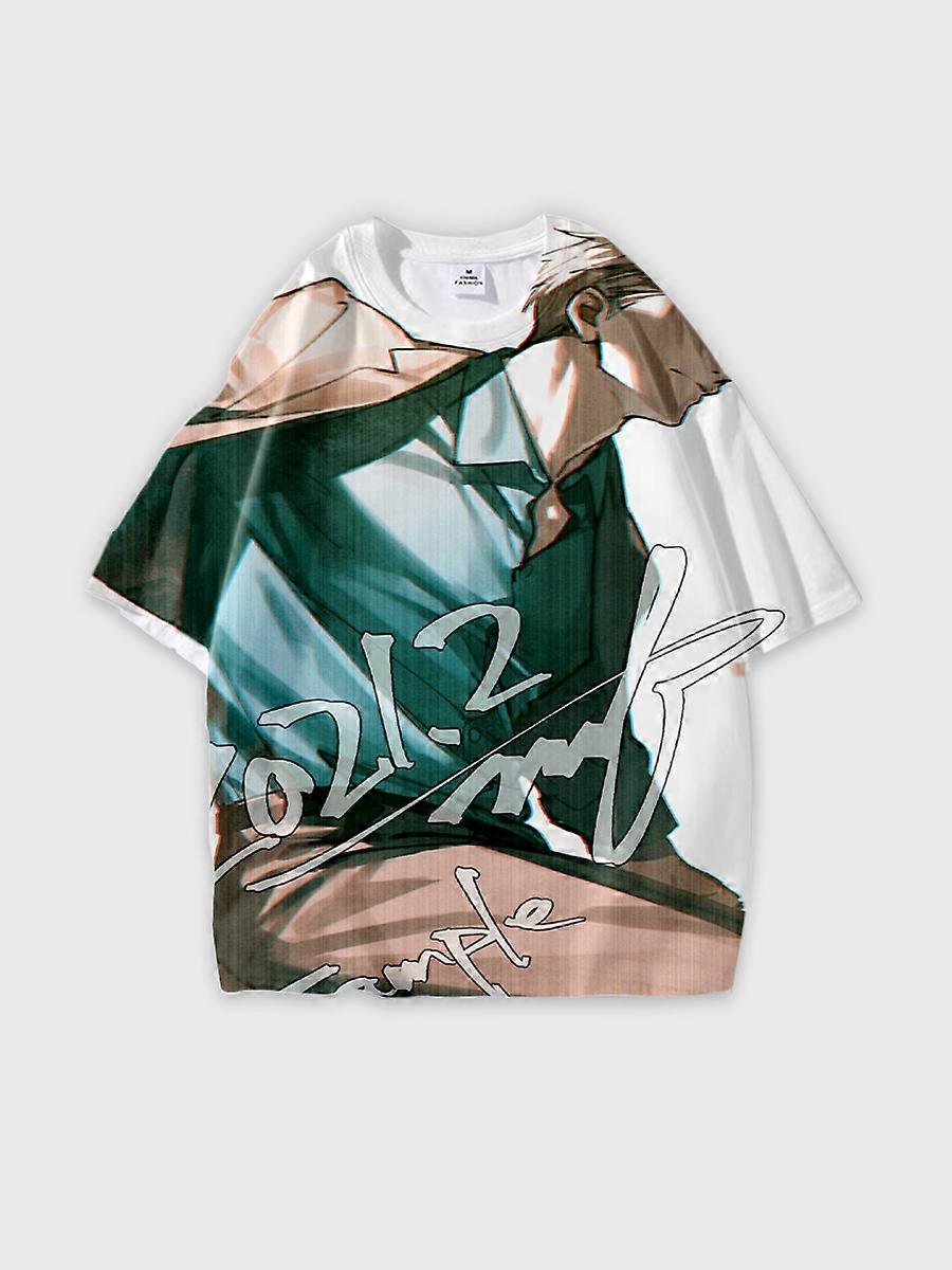 T-shirt round neck Character Pattern loose short sleeve P1281