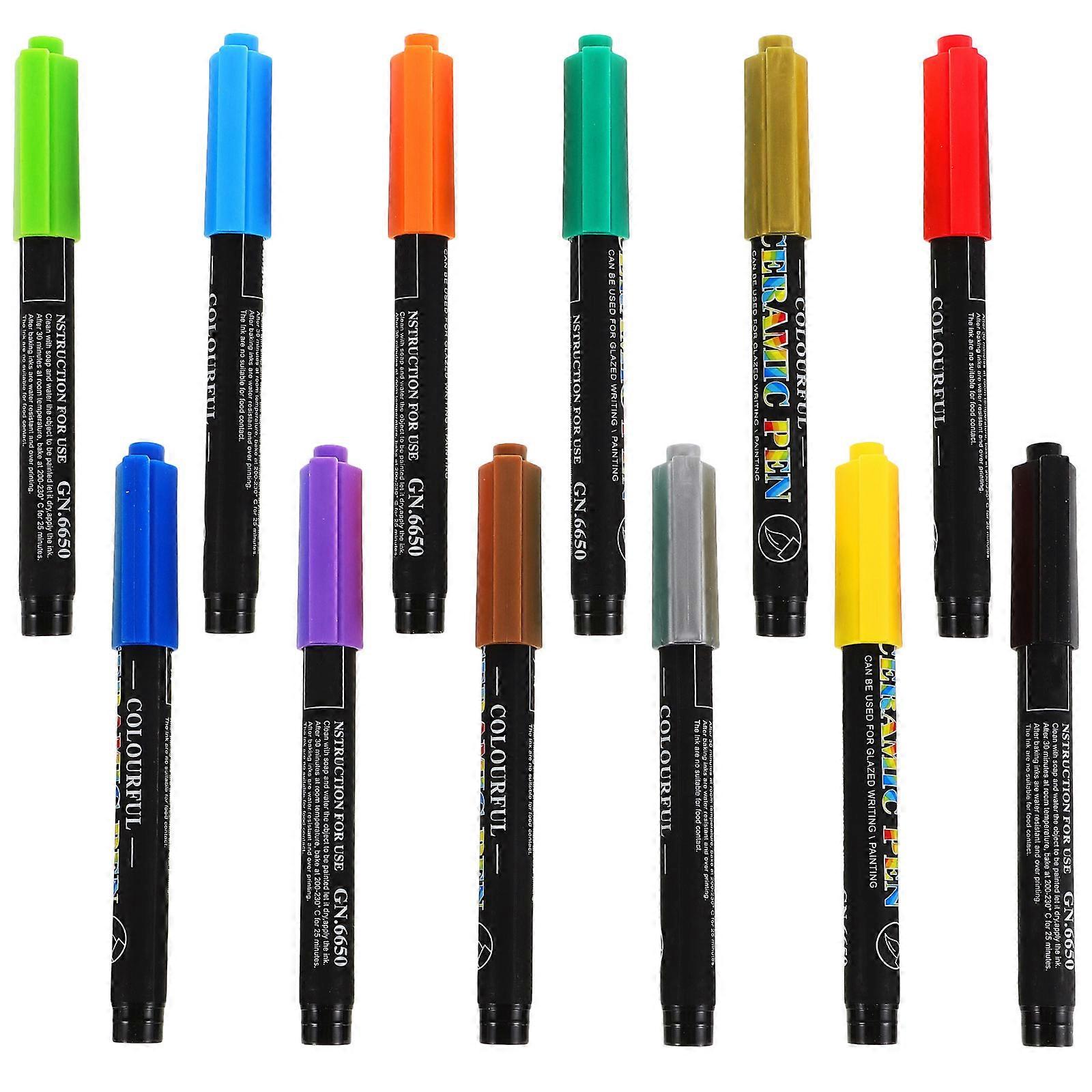 Mehrfarbige Keramikmarker für handgefertigtes Kunsthandwerk Glattes Schreiben Soft Tip 12 Stifte