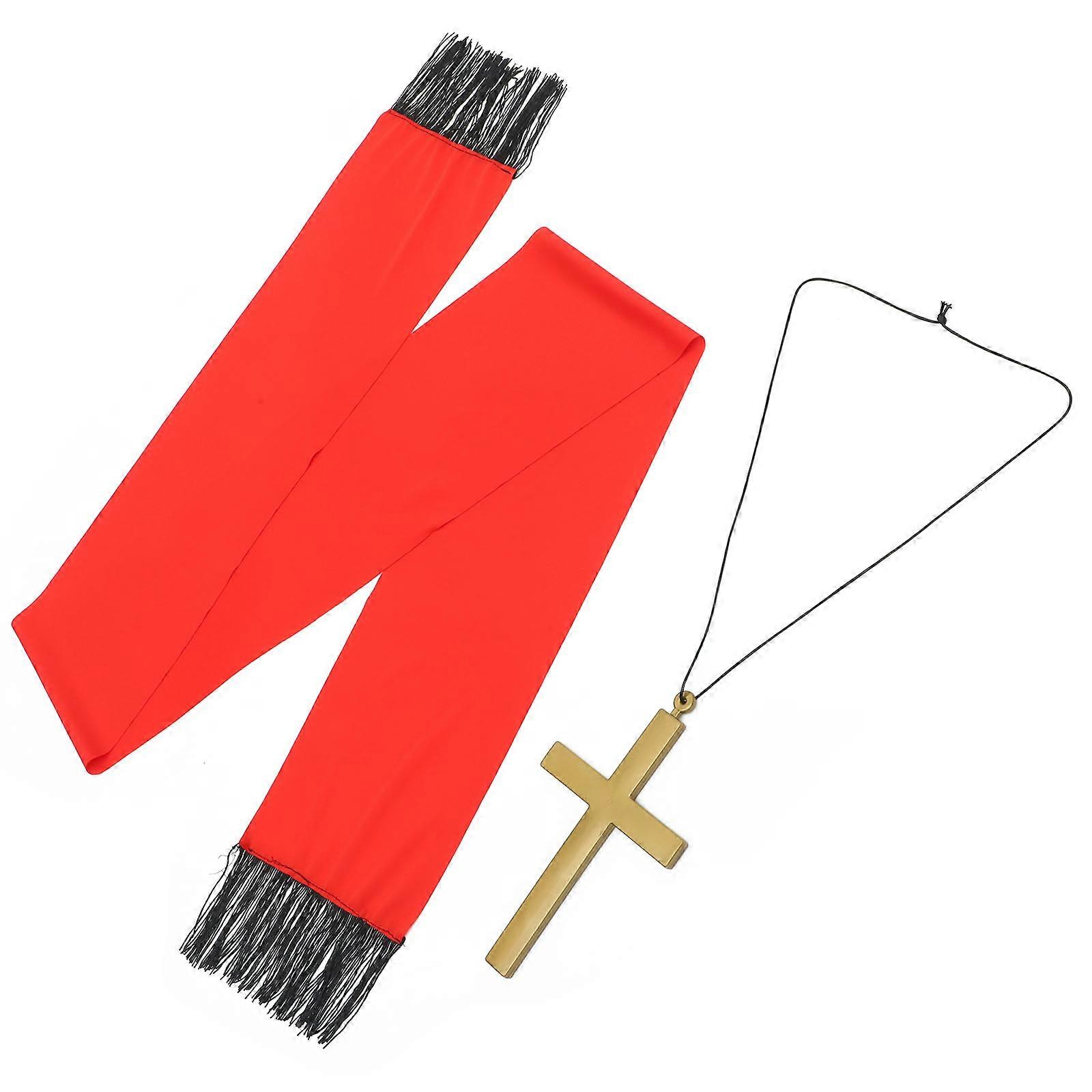 Halloween Party Accessory Set Stole And Cross Pendant For Stage Performance 1Set