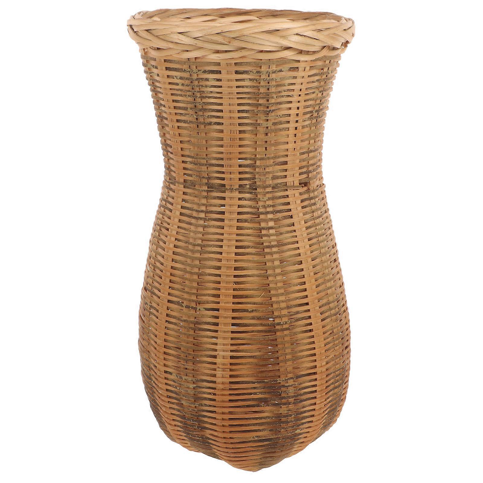 Bamboo Woven vase for Decoration Use with Light Brown Color Adds to Desktop Decor
