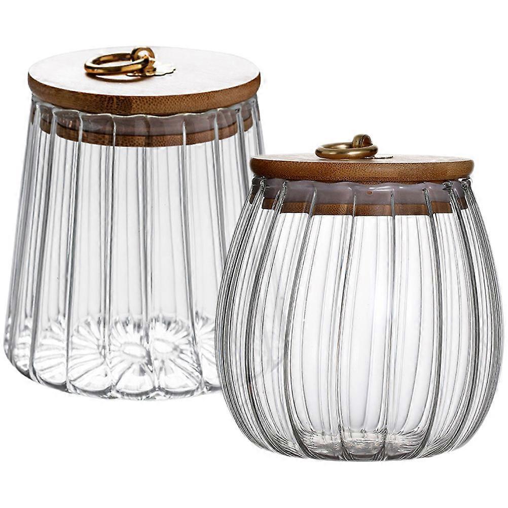 Glass Jar with Lid for Storage Use Thickened Texture Transparent Kitchen Container 2 pcs