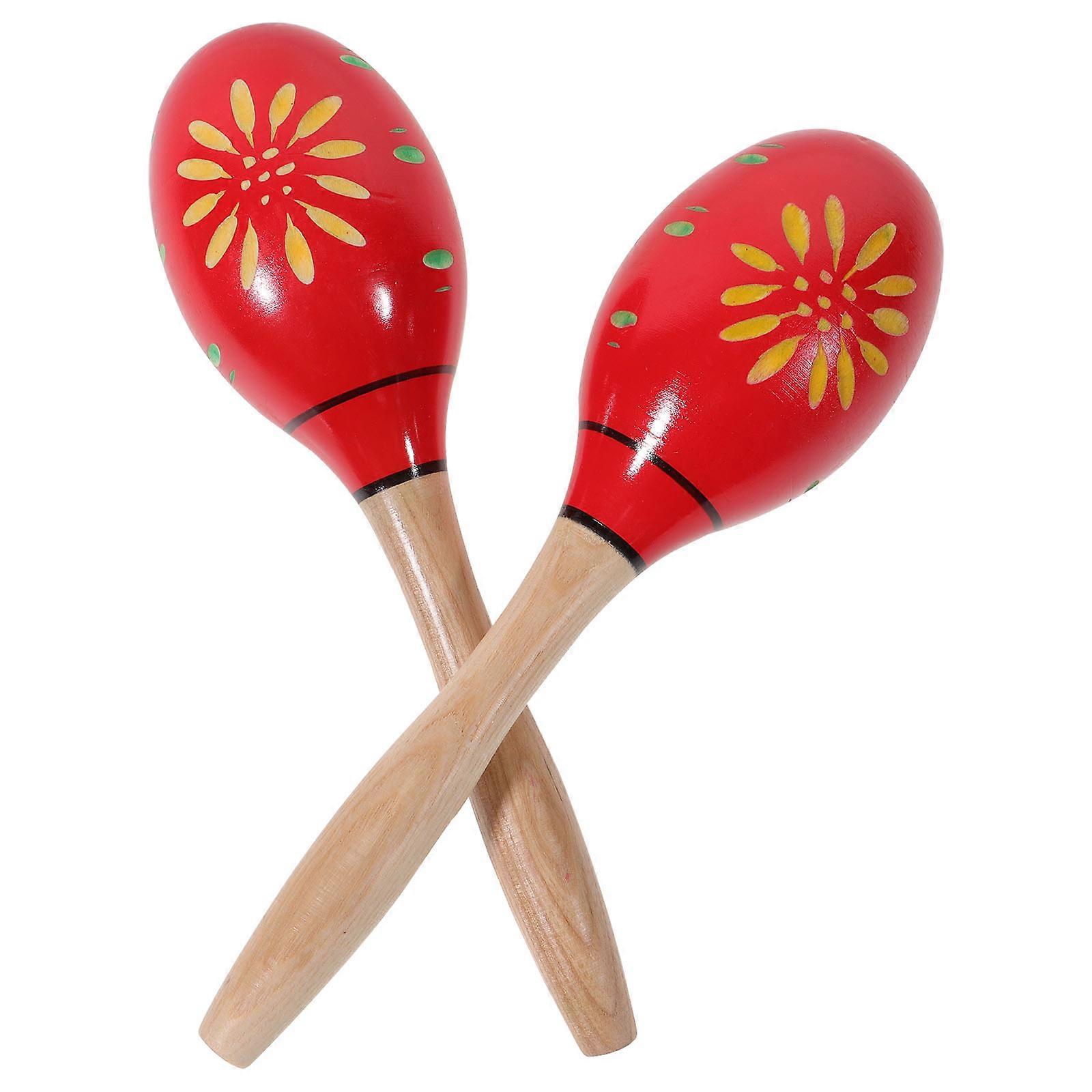 Percussion Maracas Rattles Sand Hammers Musical Instrument for Performance 24.00X7.00X7.00cm Carved Pattern Compact 2Set