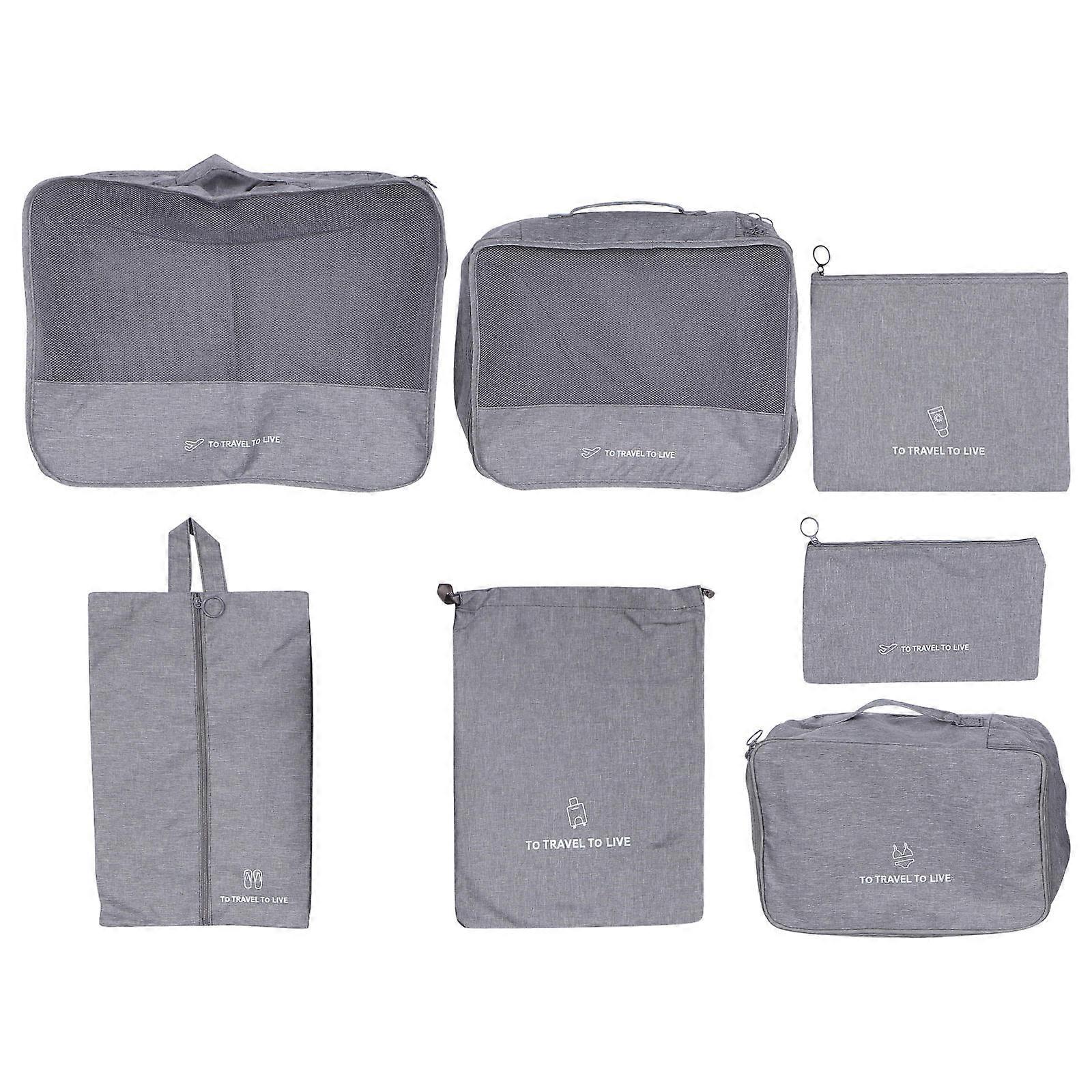 Travel Clothing Organizer in Grey Made of Strong Cation Fabric with Two Way Zipper for Storage 7 Pieces